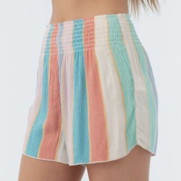 O’Neill, Cove Stripe Short, High Rise Smocked Waist Stripe, Size Medium, EUC - Picture 4 of 10